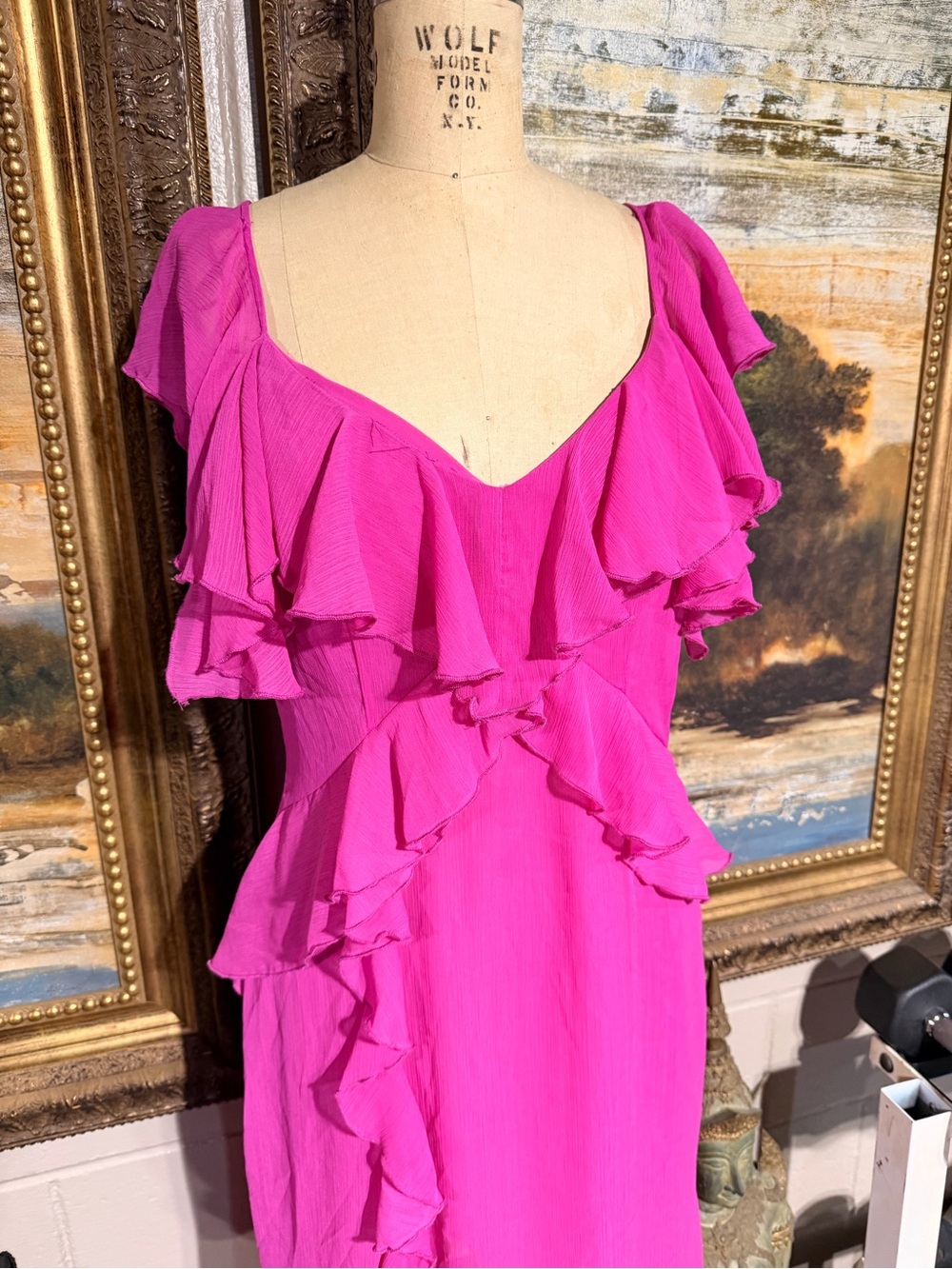 Zara Fuchsia Ruffled High-Low Maxi Dress - Picture 4 of 6